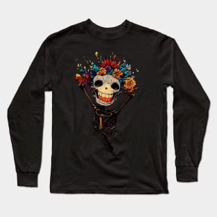 Funny floral skeleton Long Sleeve T-Shirt